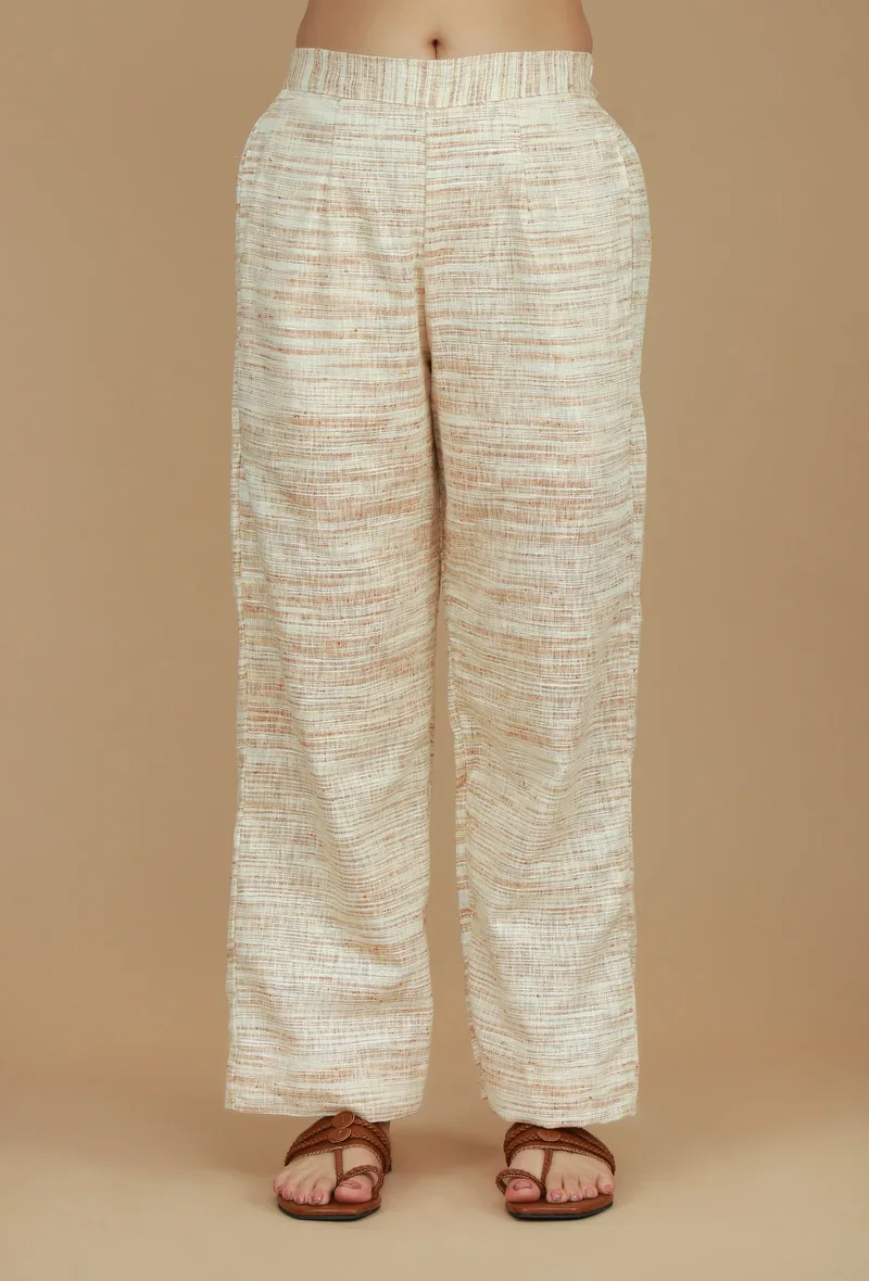 Off-White Khadi Textured Wide-Leg Pants