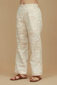 Off-White Khadi Textured Wide-Leg Pants image 2