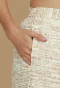 Off-White Khadi Textured Wide-Leg Pants image 5