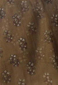 Set of 2: Kanak Beige Plain Dhoti and Small Floral Buti Hand-Block Printed Kota Sari Dupatta Drape image 4