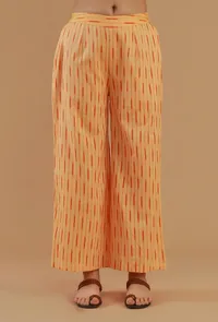 Set of 2: Coral Ikat Cotton Straight Kurta with Ikat Pants image 4
