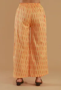 Set of 2: Coral Ikat Cotton Straight Kurta with Ikat Pants image 5