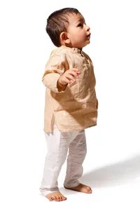 Tortilla Beige Cotton Kurta Pyjama Set image 2