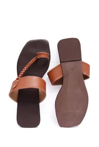 Jet Black Slip-On Flats With Braided Straps & Insole Cushion Padding image 3