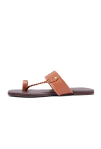 Jet Black Slip-On Flats With Braided Straps & Insole Cushion Padding image 4