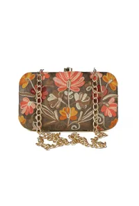 Olive Green velvety rectangular clutch image 1