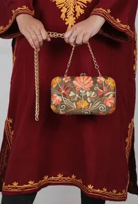 Olive Green velvety rectangular clutch image 2