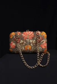 Olive Green velvety rectangular clutch image 3