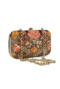 Olive Green velvety rectangular clutch image 4