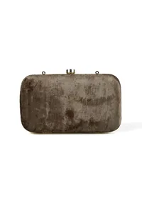 Olive Green velvety rectangular clutch image 5