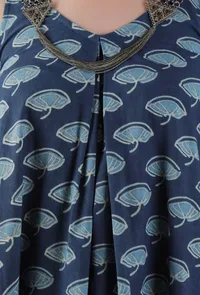 Akshita Indigo Buta Print Side Gather Kurta Dress image 5