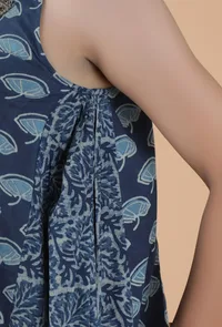 Akshita Indigo Buta Print Side Gather Kurta Dress image 6