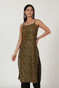 Kalamkari Printed Yellow Cotton Slip image 3