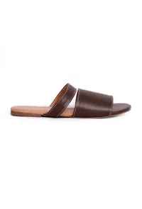 Brunette Brown Cruelty Free Leather Sliders image 4