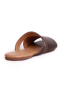 Brunette Brown Cruelty Free Leather Sliders image 5