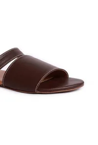 Brunette Brown Cruelty Free Leather Sliders image 6