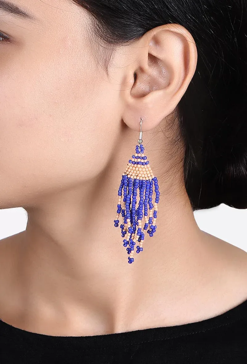 Purple Beaded Danglers