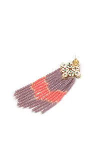 Lilac Beads Kundan Earrings image 3