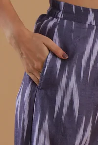 Purple Ikat Cotton Wide-Leg Pant image 5