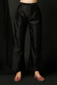 Black Raw Silk Pants image 1
