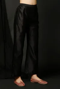 Black Raw Silk Pants image 2