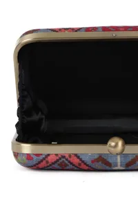Gehna Blue & Multi Patola Print Rectangular Box Clutch image 6