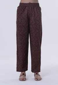 Block Printed Green Color Cotton Pant image 1