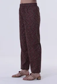 Block Printed Green Color Cotton Pant image 2