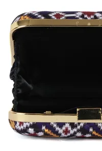Leela Blue & Multi Patola Print Square Box Clutch image 6