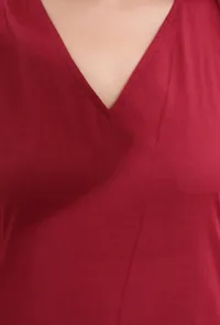 Carmine Red Cotton Sleeveless V-neck Straight Kurta image 5