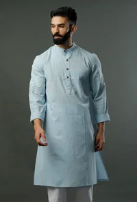 Handcrafted Aqua Blue Mangalgiri Kurta image 1