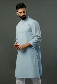 Handcrafted Aqua Blue Mangalgiri Kurta image 2