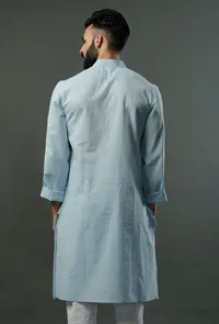 Handcrafted Aqua Blue Mangalgiri Kurta image 4