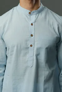 Handcrafted Aqua Blue Mangalgiri Kurta image 6