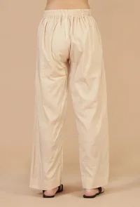 Set of 2: Baagh Hand Block Printed Sleeveless Kurta with Beige Straight Pants image 5