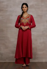 Mahnoor Fuschia A line Woollen Long Kurta image 1