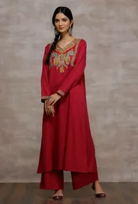Mahnoor Fuschia A line Woollen Long Kurta image 2