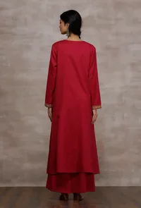 Mahnoor Fuschia A line Woollen Long Kurta image 4