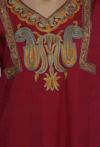 Mahnoor Fuschia A line Woollen Long Kurta image 5