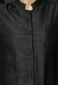 Black Raw silk Achkan image 5