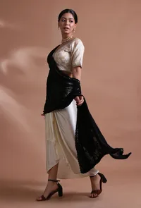 Black Color Cotton Georgette Embroidered Dupatta image 2