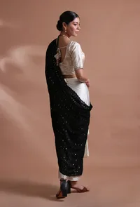 Black Color Cotton Georgette Embroidered Dupatta image 4