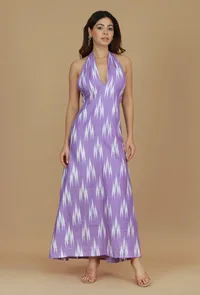 Purple Ikat Halter Neck Dress image 1