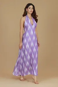 Purple Ikat Halter Neck Dress image 2