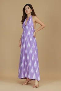 Purple Ikat Halter Neck Dress image 3
