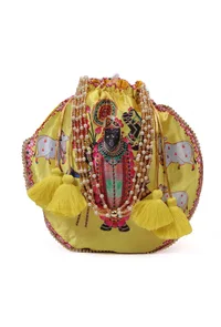 Radiant Yellow Shreenath Potli With Tassel image 2