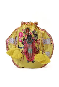 Radiant Yellow Shreenath Potli With Tassel image 3