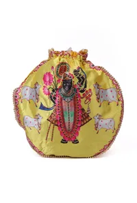 Radiant Yellow Shreenath Potli With Tassel image 4