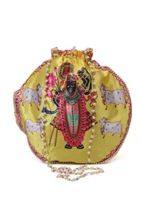 Radiant Yellow Shreenath Potli With Tassel image 5