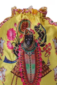 Radiant Yellow Shreenath Potli With Tassel image 6